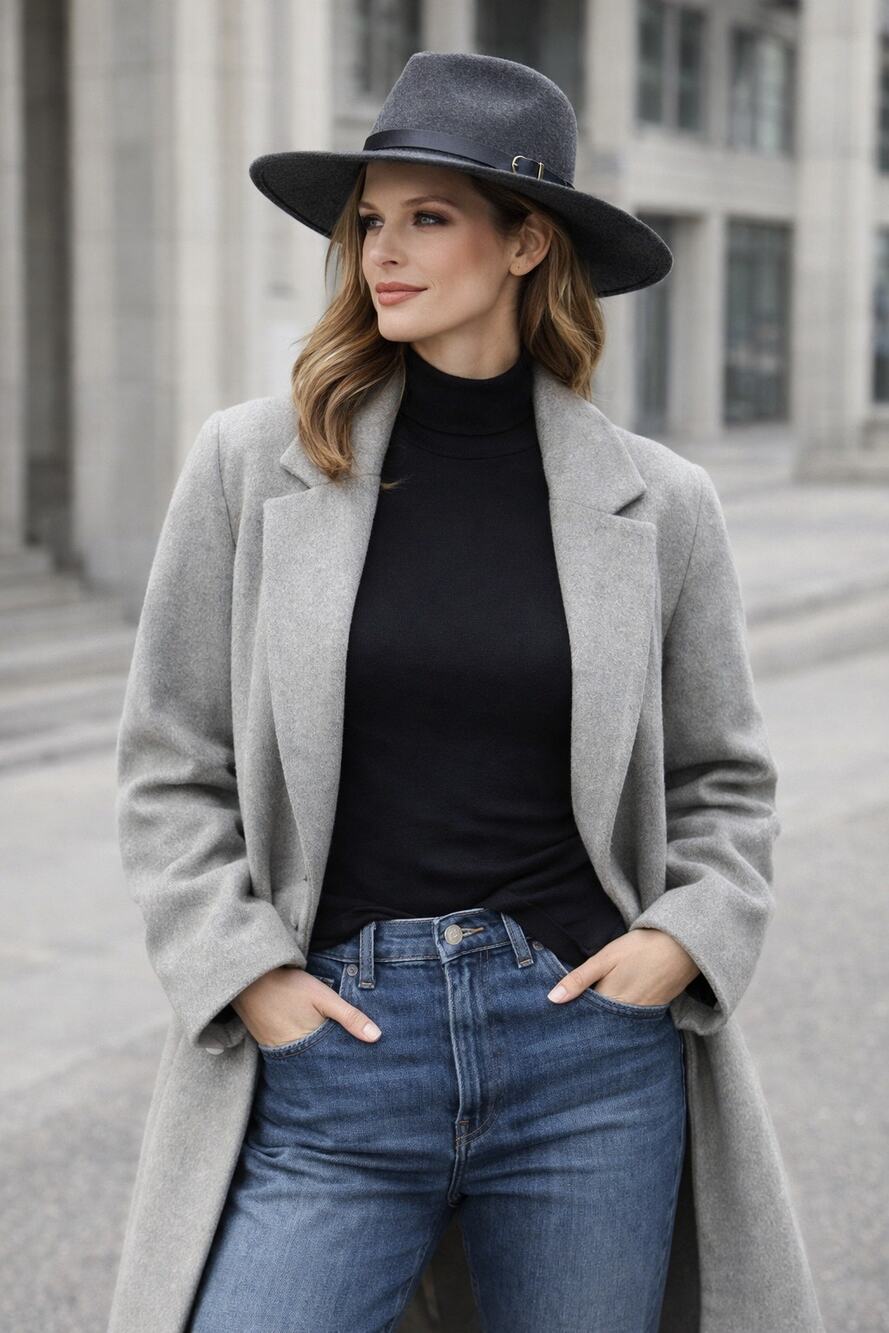 Torrid Charcoal Gray Wide Brim Fedora Hat M/L Wool Blend Chic Minimalist Western